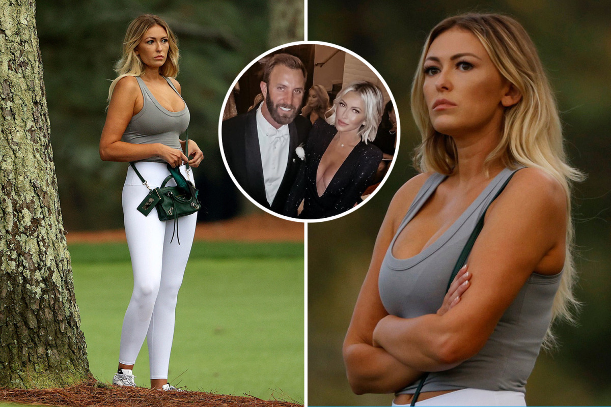Dustin Johnson’s fiance Paulina Gretzky shocked by low cut as she watches golf star victory at the Masters in Augusta