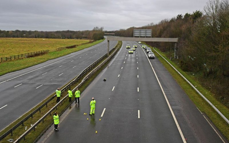 A woman in her 50s, dies after crashing four vehicles on the M62