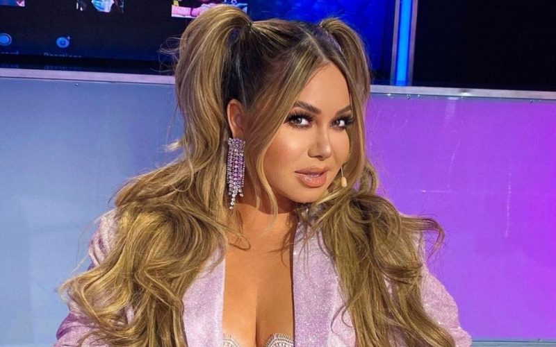 Chicas Rivera shows off her curves in a matching coffee dress, styled in Kim Kardashian’s style