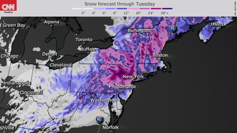 Blizzards could bring up to 18 inches of snow to New York