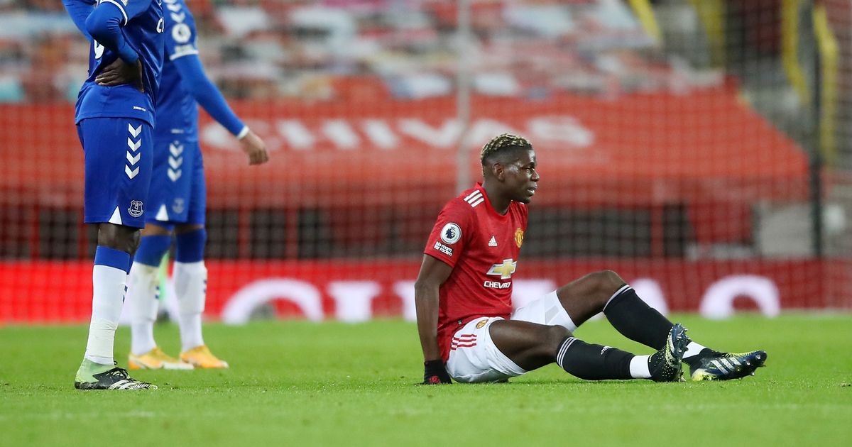 Paul Pogba was forced out due to injury in Manchester United’s match with Everton