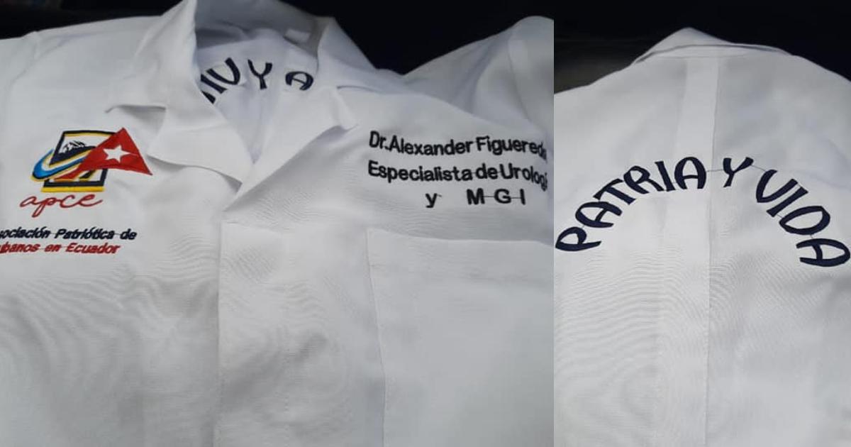 The Cuban doctor embroidered the words of home and life on his white coat