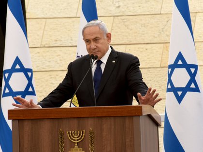File photo: Israeli Prime Minister Benjamin Netanyahu on April 13, 2021. Debbie Hill / Paul via Reuters
