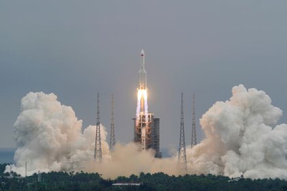 The Long March 5B rocket will depart from Wenchang, China on April 29, 2021 (REUTERS via China Daily)