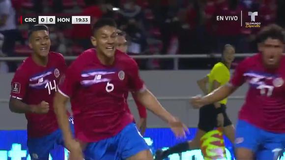Gol de Oscar Duarten para Costa Rica 1-0 ante Honduras.  (Telemundo)