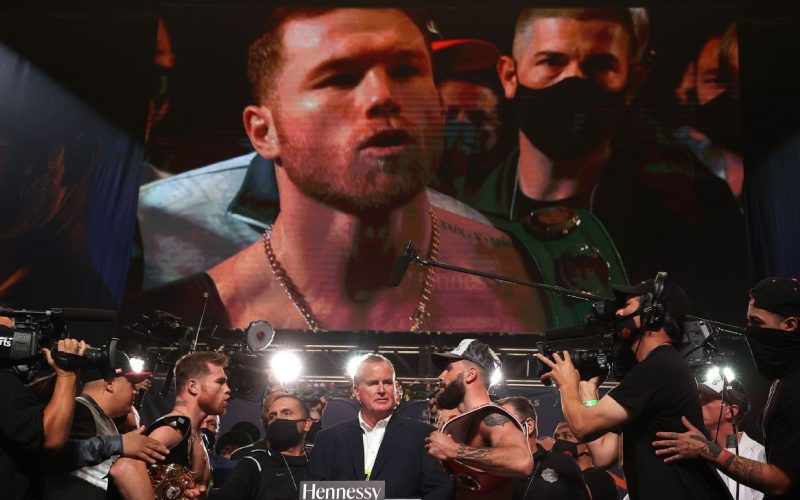 Canelo alvarez and Caleb Plant say it all when weighed