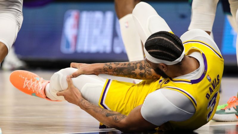 Los Angeles Lakers’ Anthony Davis will miss at least four weeks due to a sprained left knee