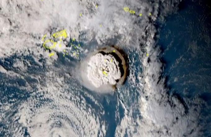 Pacific Ocean – Tonga volcano eruption, loudest since the legendary Krakatoa