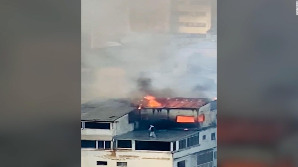 A man stuck in a burning building in Venezuela