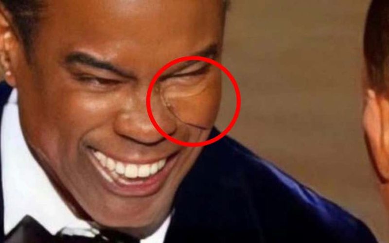 No, Chris Rock wasn’t wearing a face patch when Will Smith slapped him