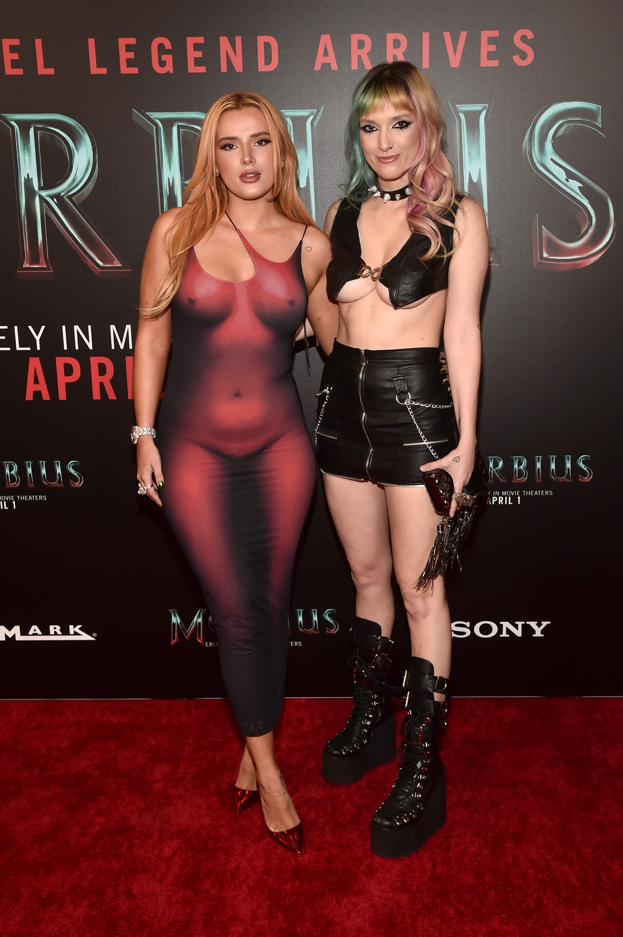 LOS ANGELES, CA - MARCH 30: ((Editors note: Photo contains partial nudity.) (LR) Bella Thorne and Danny Thorne attend "Morbius" A special fan show at Cinemark Playa Vista and XD on March 30, 2022 in Los Angeles, California.  (Photo by Alberto E. Rodriguez/Getty Images)