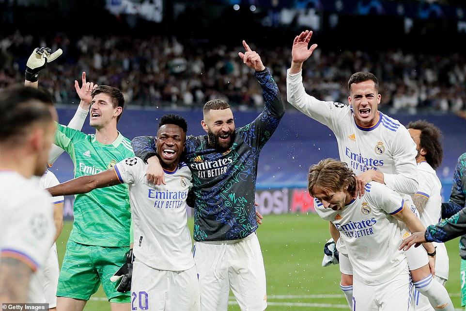 Real Madrid were delighted with the result and immediately started celebrating with each other when the final whistle went off