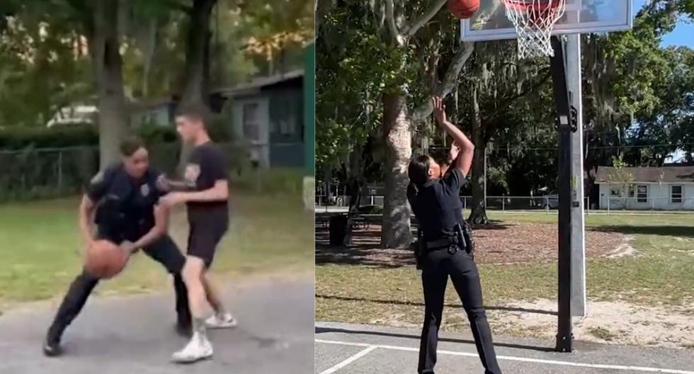 Viral: Police accept teen’s challenge to play basketball and surprise networks with her talent |  Twitter |  United States |  Stories |  nnda nnrt |  stories