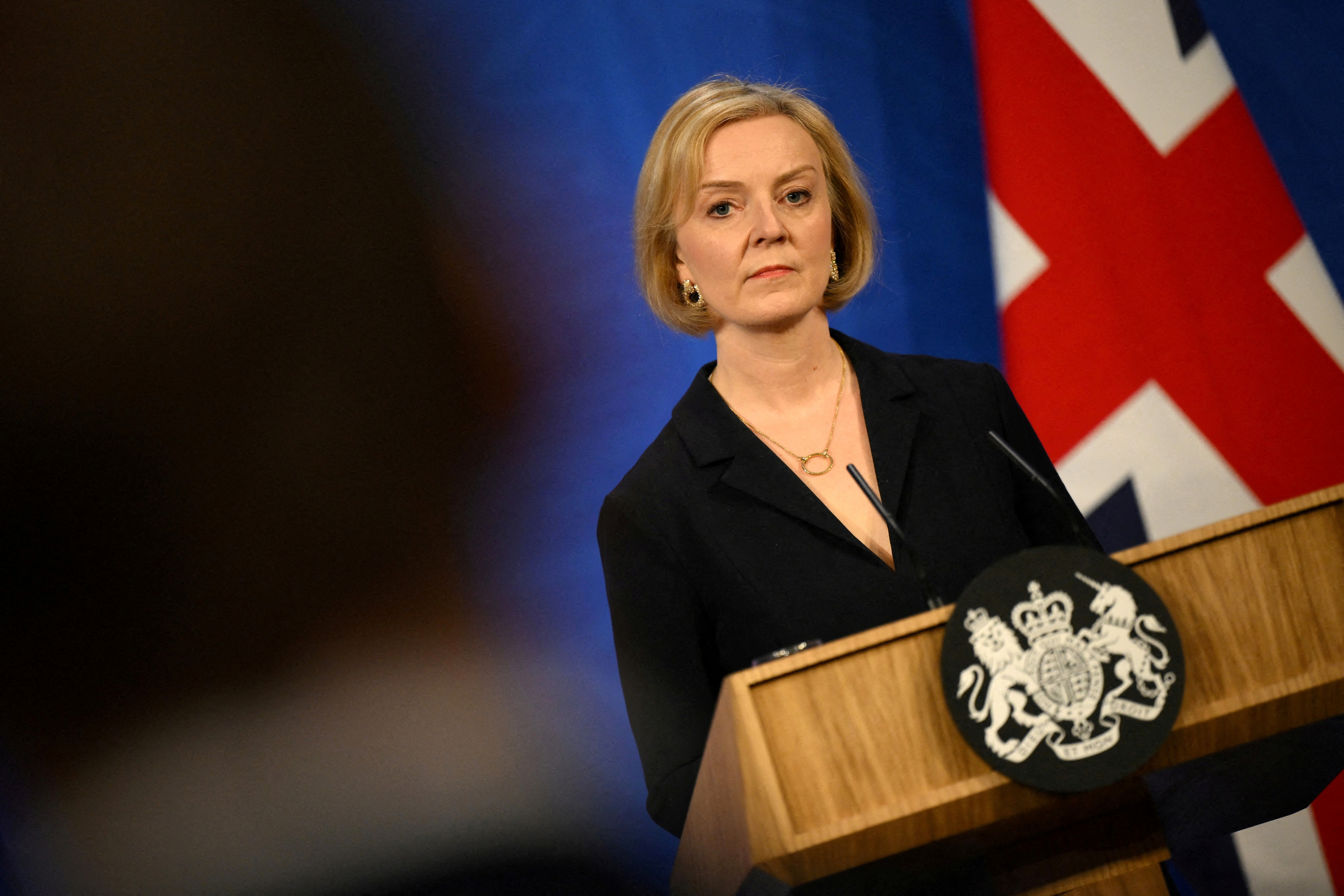 Conservative Prime Minister Liz Truss.  His political future is in the balance (Daniel Leal/Pool via REUTERS/file)